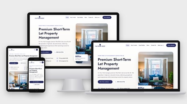I'm Your Host website on desktop, laptop, tablet and phone