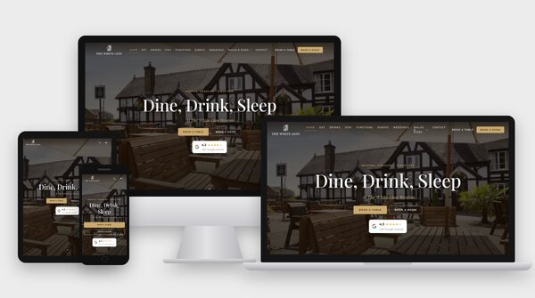 The White Lion website on desktop, laptop, tablet and phone